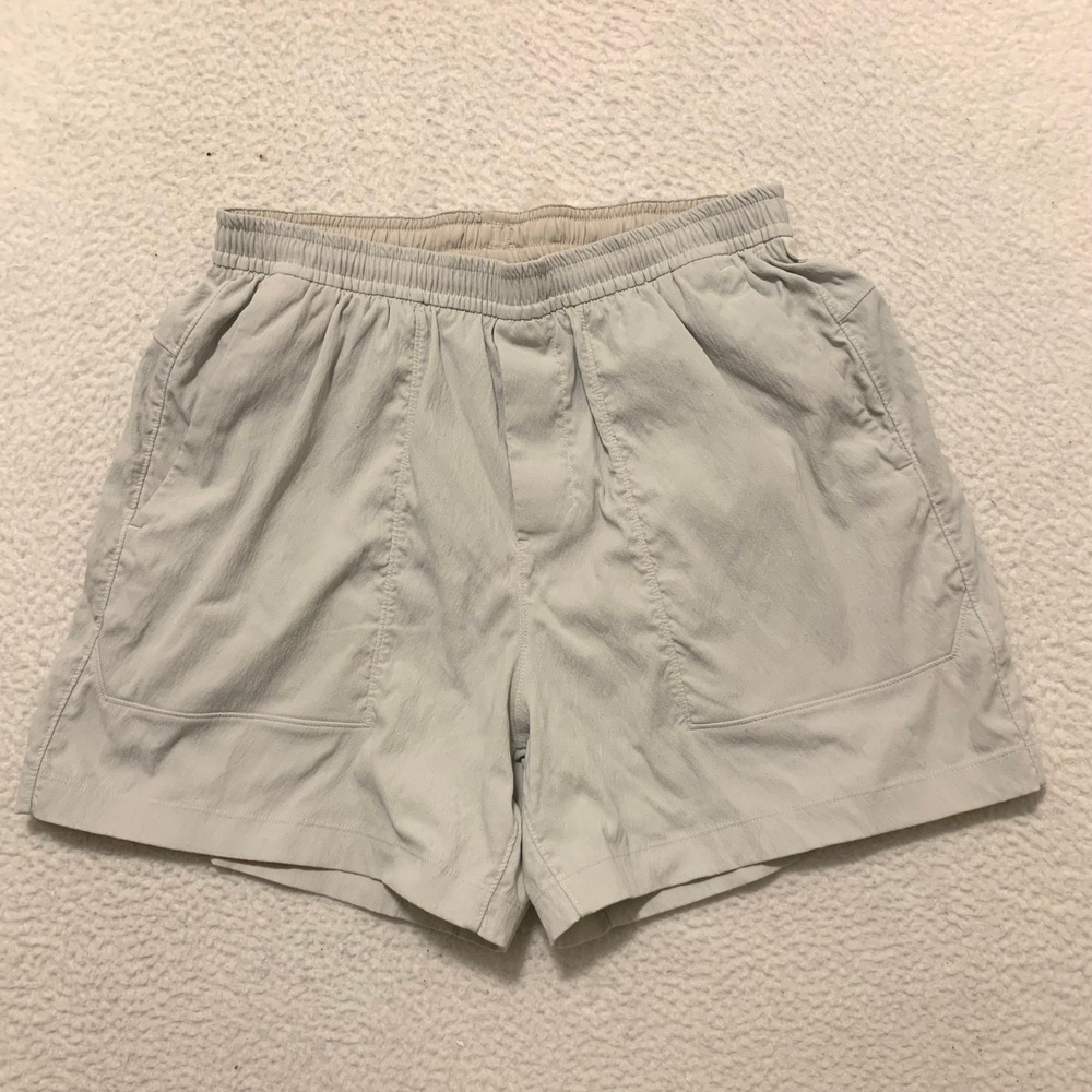 Lululemon Bowline Shorts Mens L Nylon Blend Elastic Waist Light Gray LM7BBGS